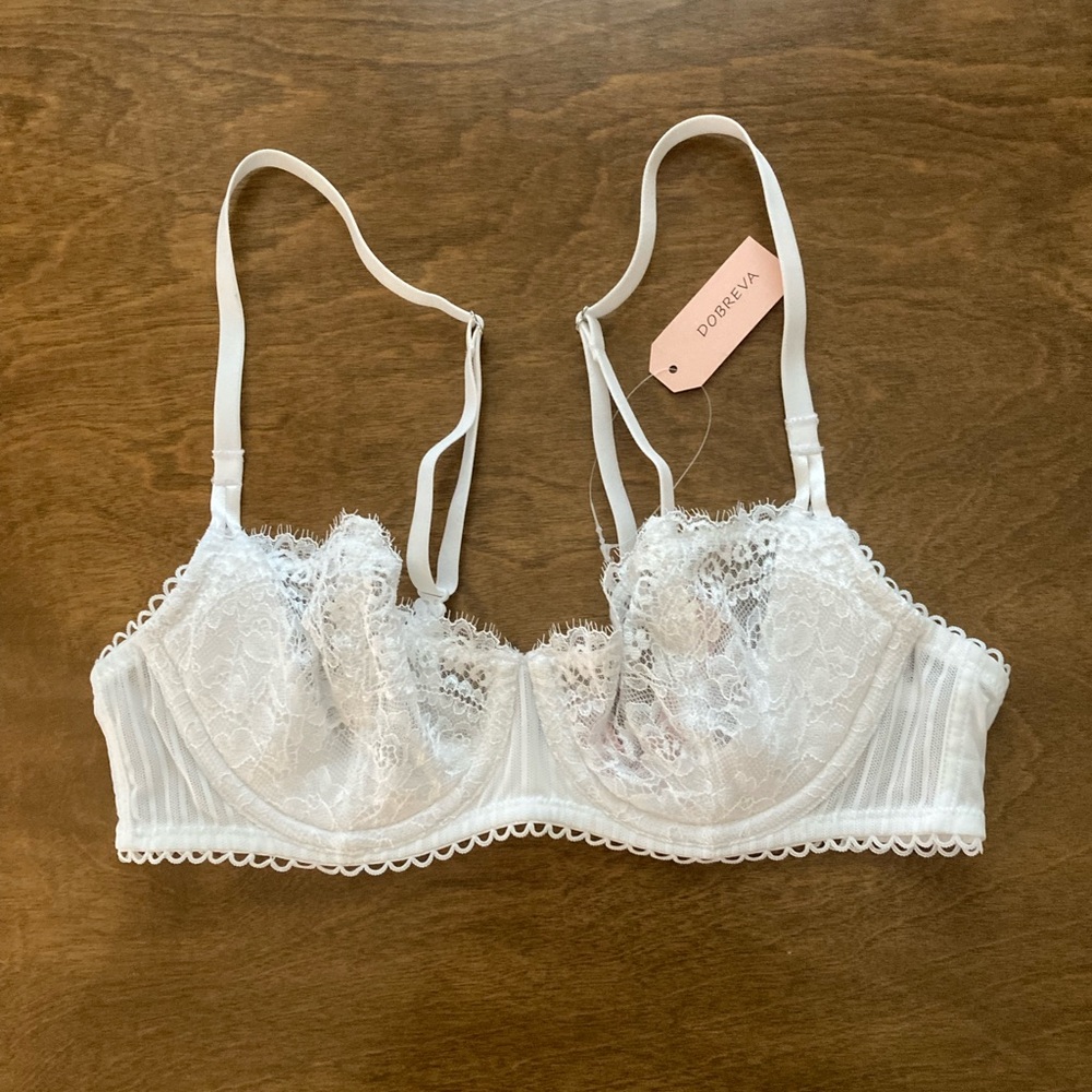 NWT Dobreva lace balconette bra white 34A